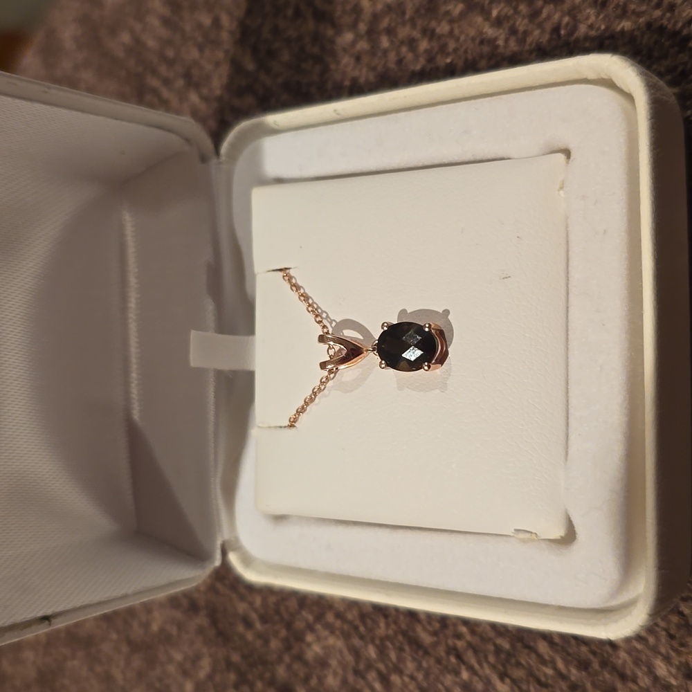 BELK STERLING SILVER CHOCOLATE QUARTZ PENDANT